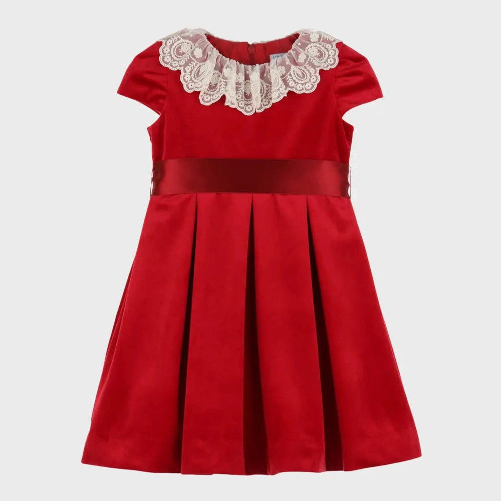 Velvet Bow Dress - Red