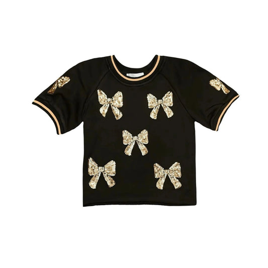 BLACK AND GOLD BOWS TOP