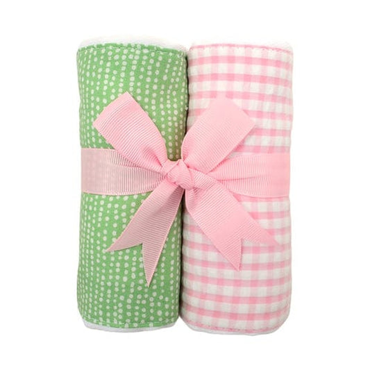 Set Of 2 Burp Cloth Pink & Green