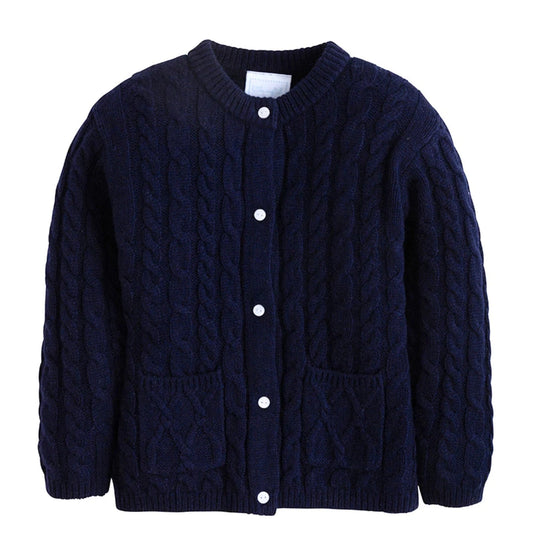 Classic Cashmere Blend Cardigan - Navy