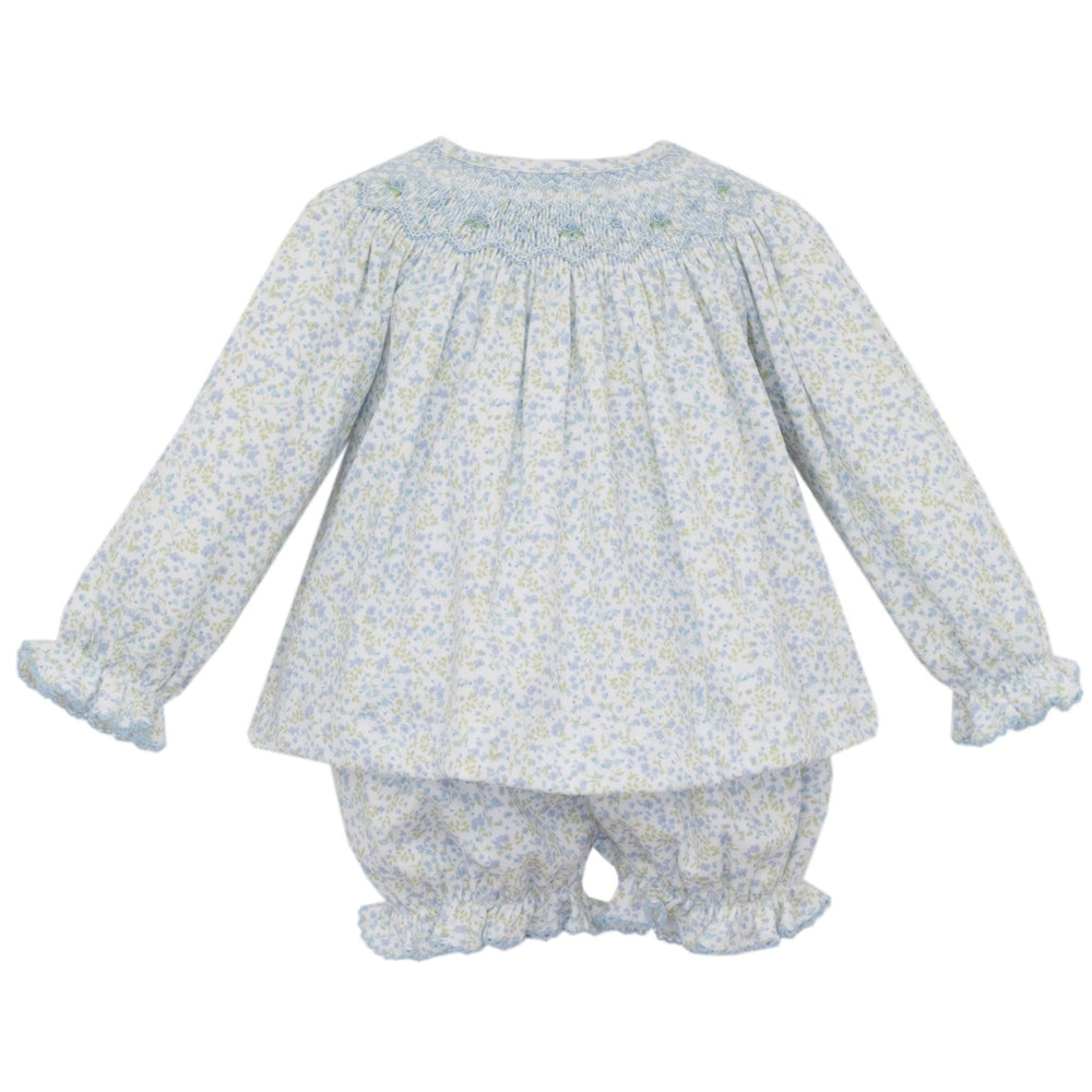 Caroline Blue Floral Knit Bishop Bloomer Set