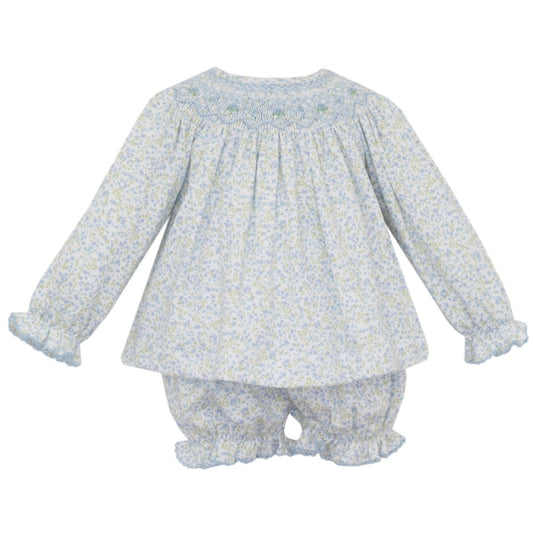 Caroline Blue Floral Knit Bishop Bloomer Set