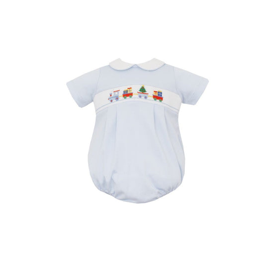 Christmas Train Smocked Knit Bubble