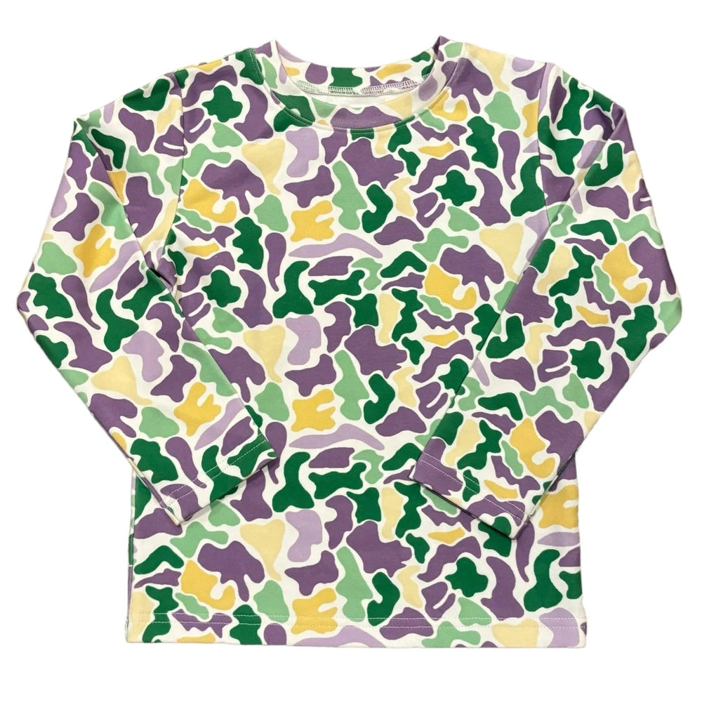 Mardi Gras Camo Crew Neck Long Sleeve