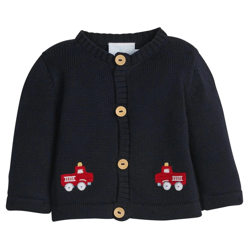 Crochet Cardigan - Firetruck - Navy Blue