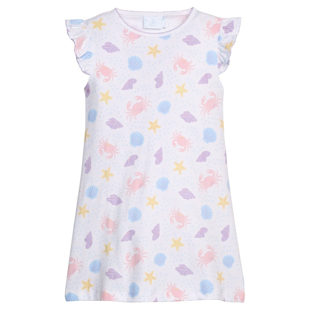 Printed Angel Sleeve Dress - Sea Shells
