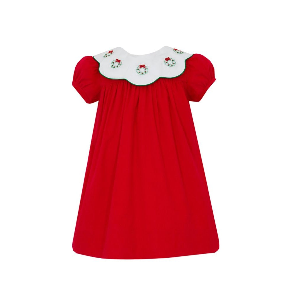 Red Corduroy Dress - Wreath