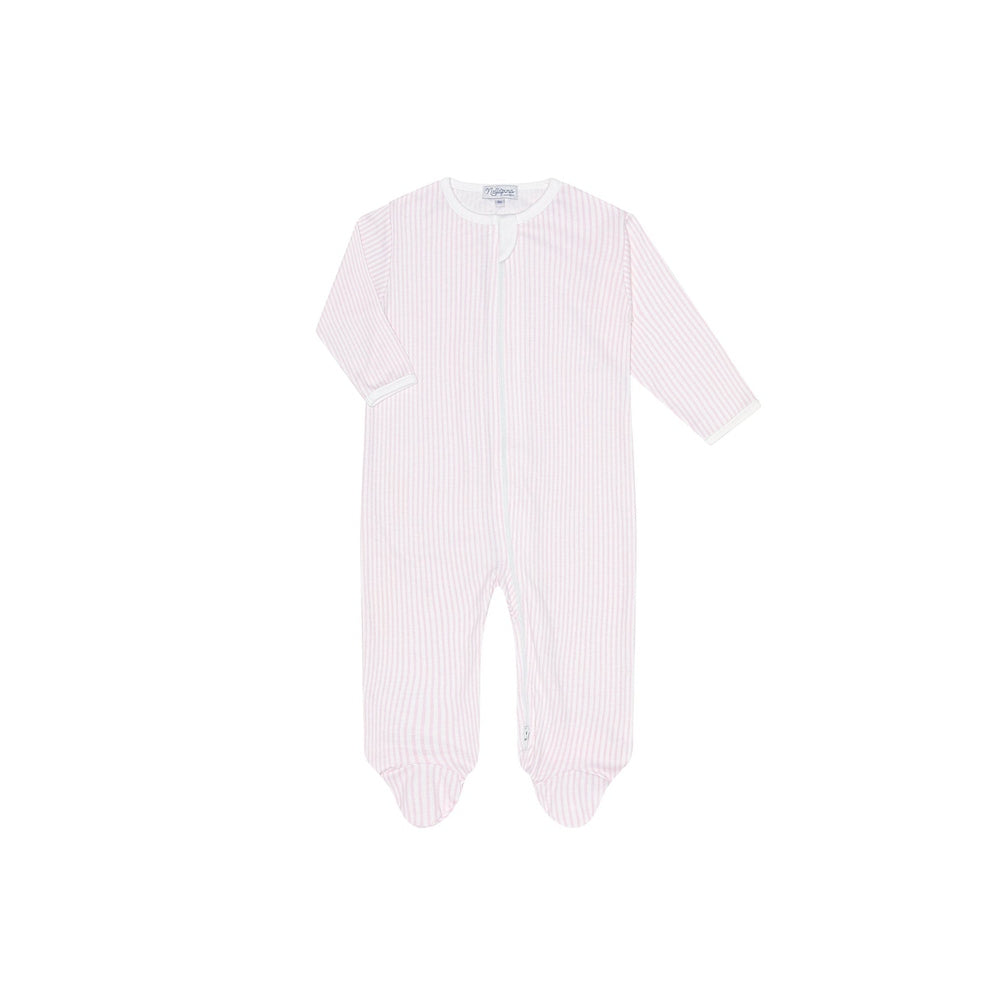 Pink Classic Stripes Zipper Footie