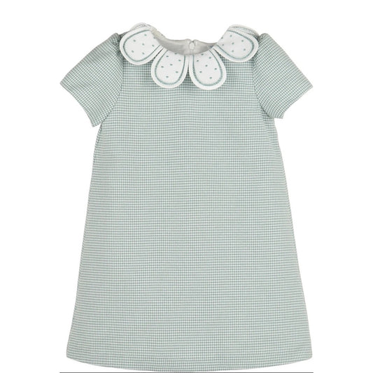 Checks Petal Collar Dress - Green