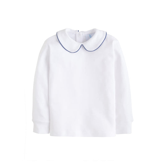 Piped Peter Pan Shirt - Gray Blue