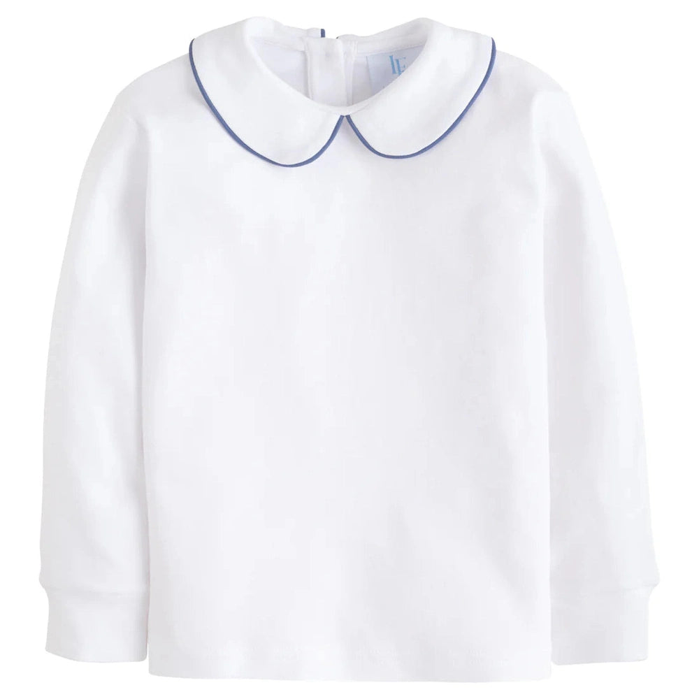 Piped Peter Pan Shirt - Gray Blue