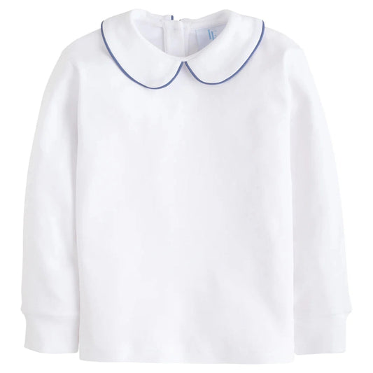 Piped Peter Pan Shirt - Gray Blue