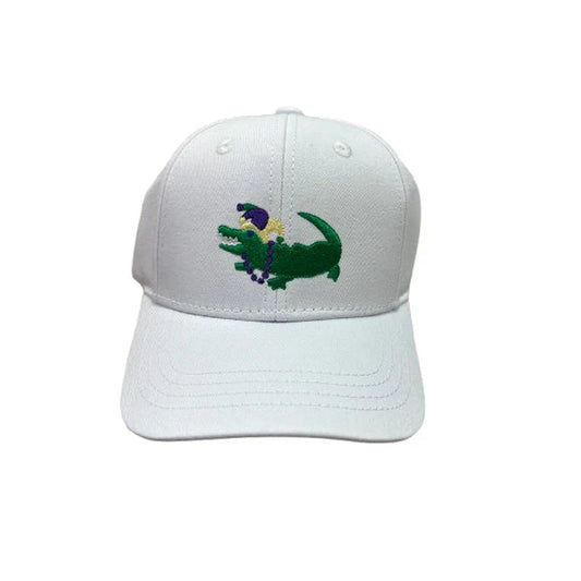 Mardi Gras Gator Cap - White