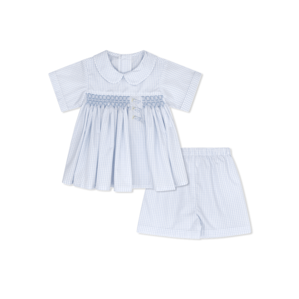 Hayes Short Set - Classic Blue Windowpane - Airplanes