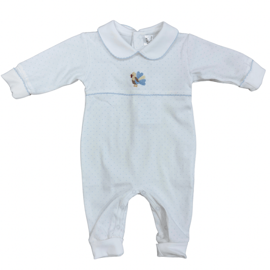 Pima Cotton Turkey Playsuit - Blue