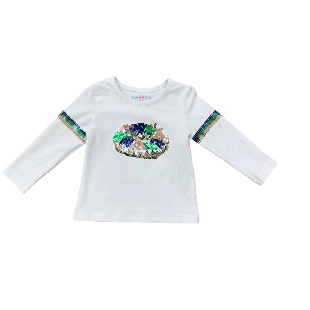 Mardi Gras King Cake Sequin Shirt