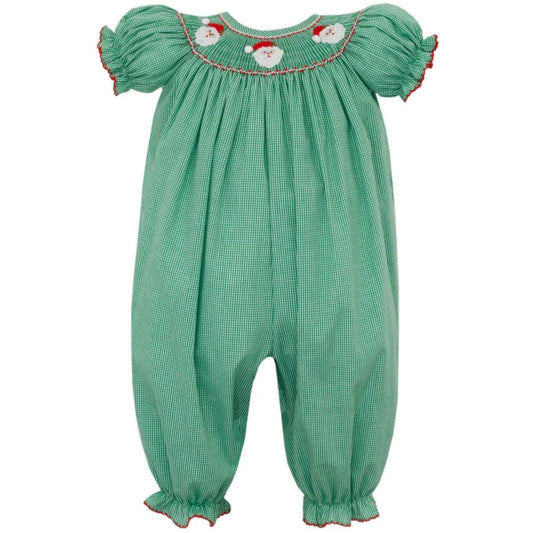Santa Face Smocked Long Bubble