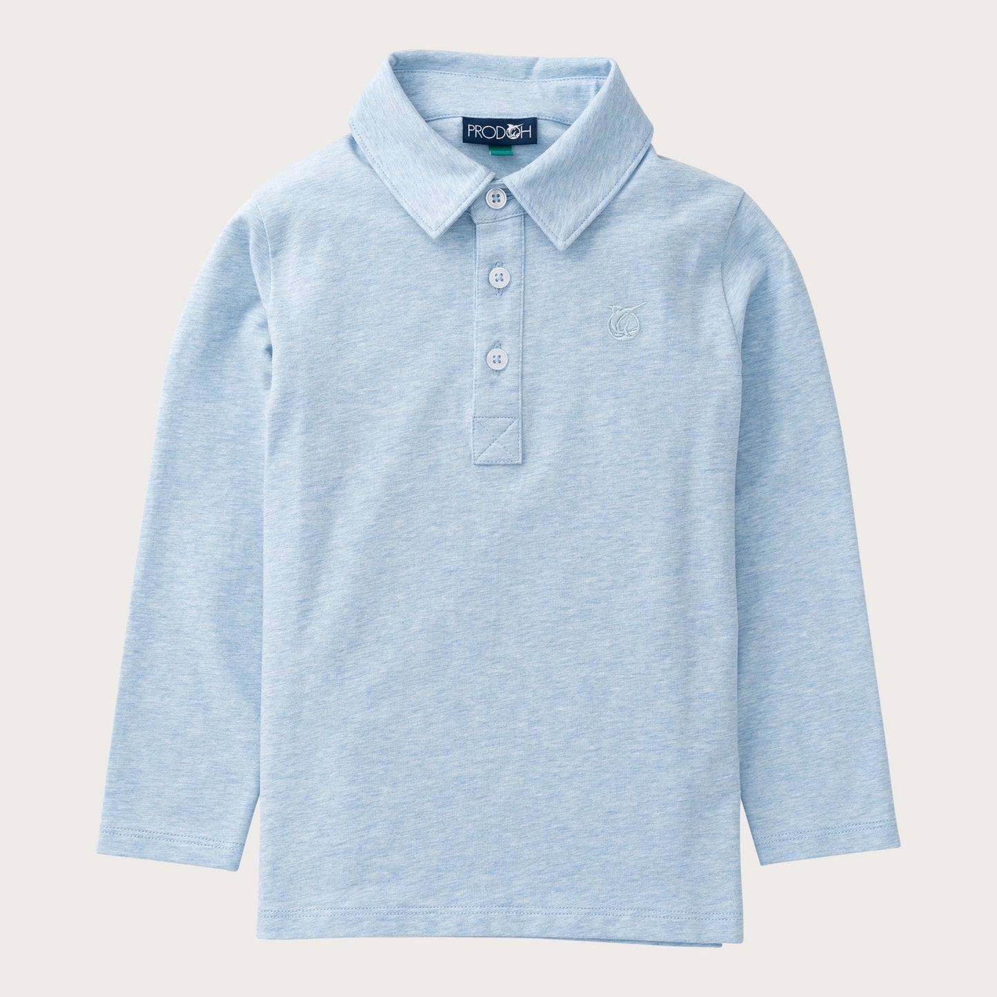 Long Sleeve Cotton Polo in Cashmere Blue