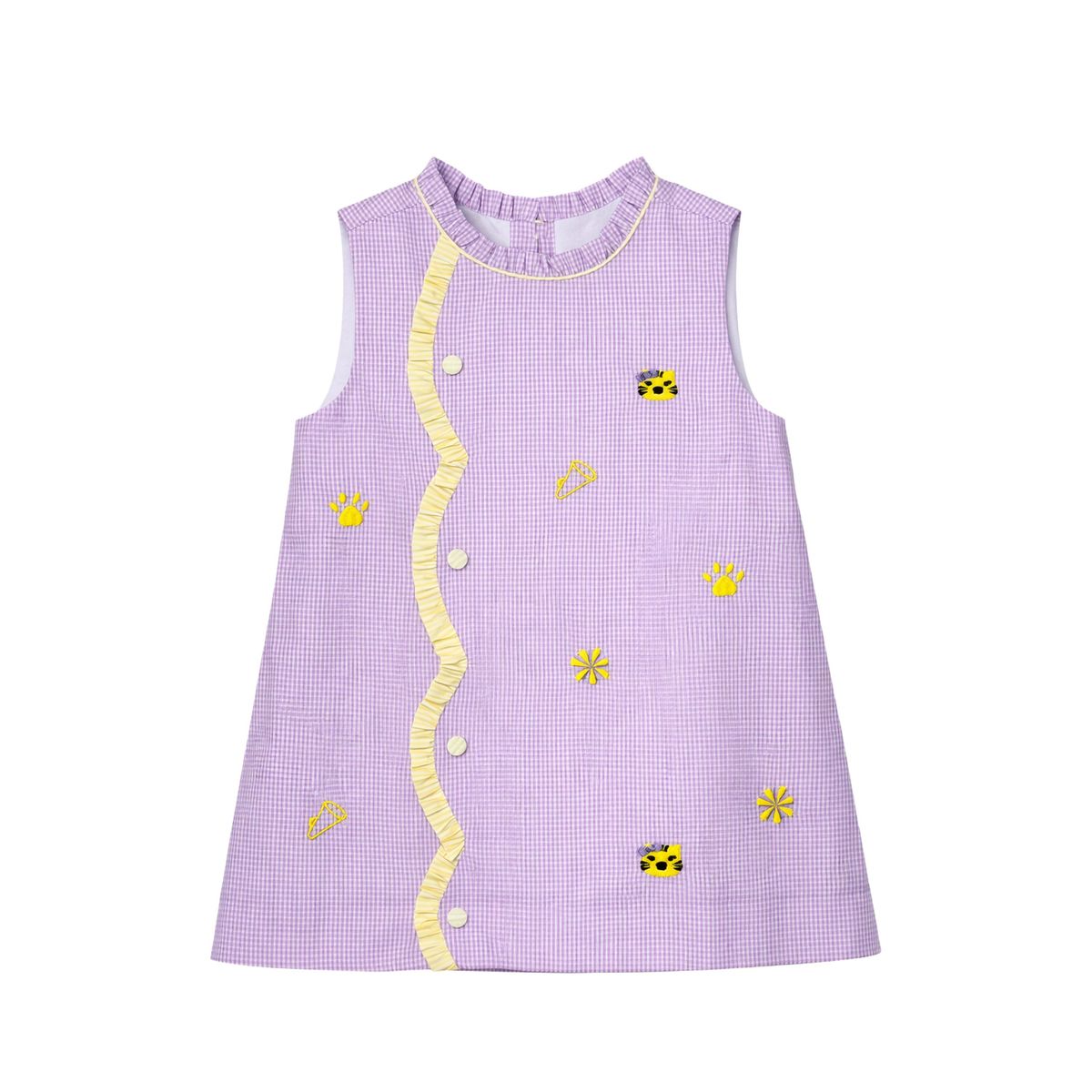 Claire Scallop Dress, Purple Tigers
