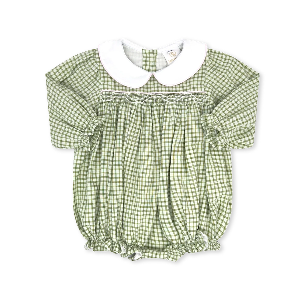 Lullaby Set - Michelle Bubble Long Sleeve - Grove Park Green Windowpane