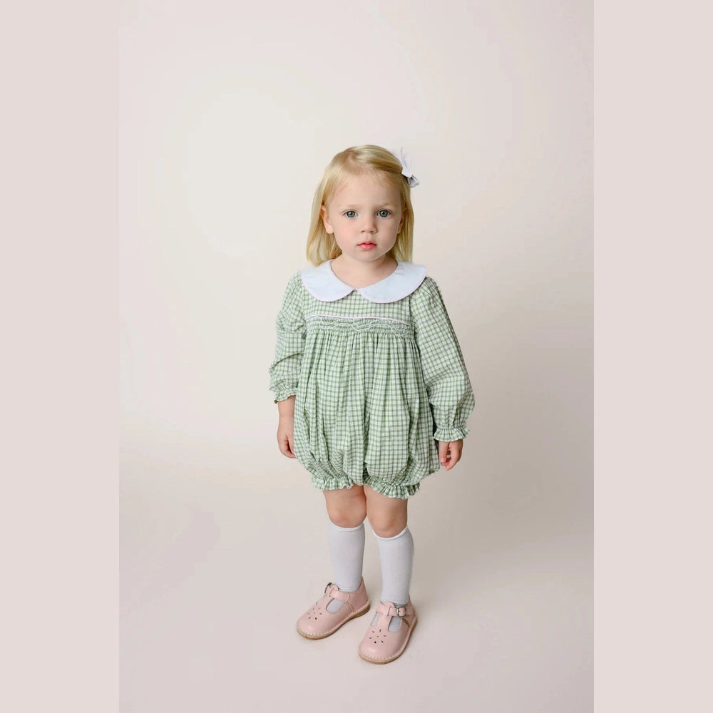 Lullaby Set - Michelle Bubble Long Sleeve - Grove Park Green Windowpane