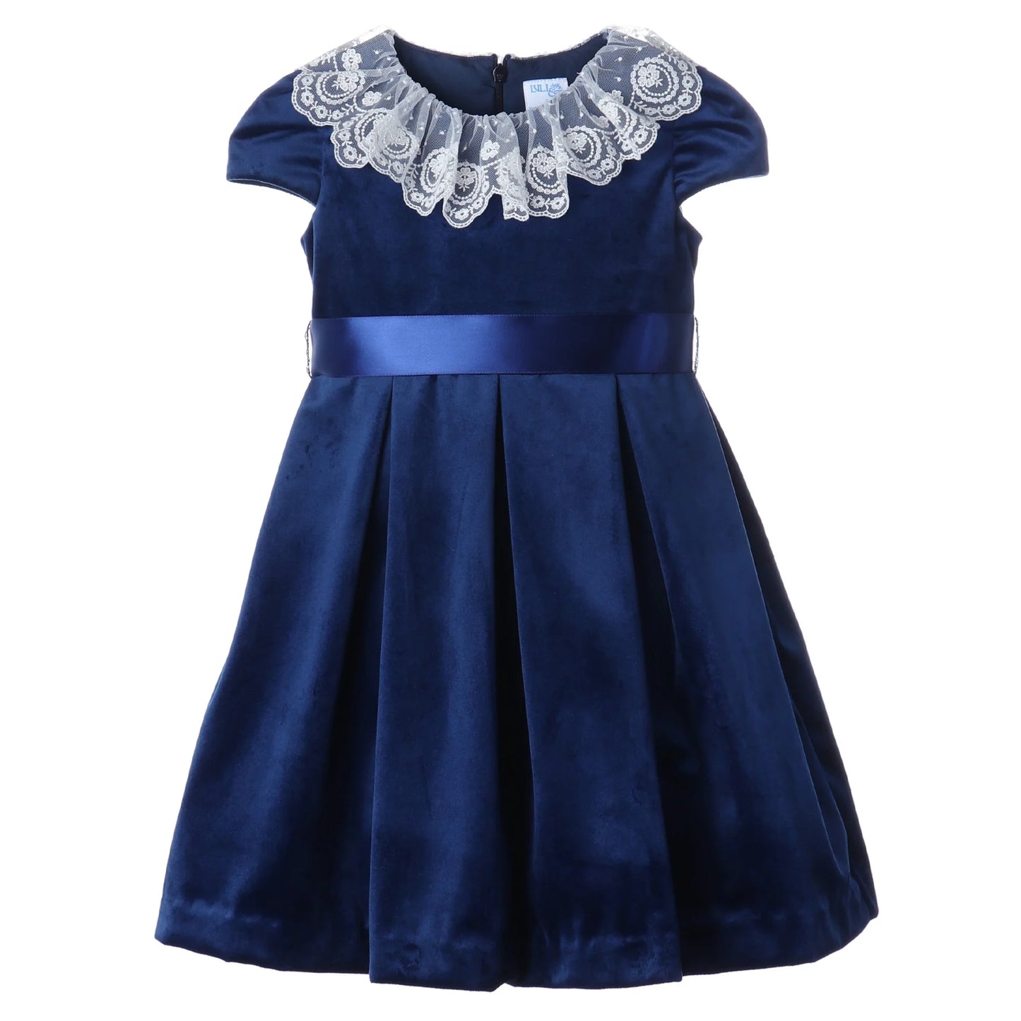 Velvet Bow Dress - Navy