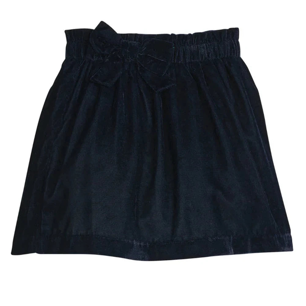 Paperbag Bow Skirt - Navy Velvet