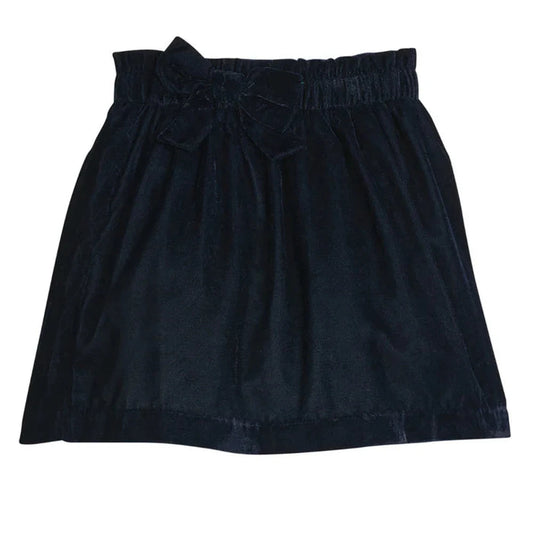 Paperbag Bow Skirt - Navy Velvet