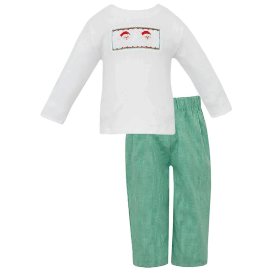 Santa Face Smocked Pant Set