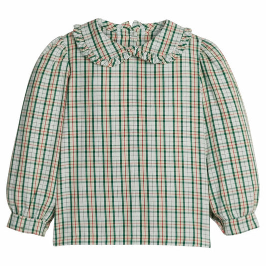 Ruffled Peter Pan Blouse - Mistletoe Tartan