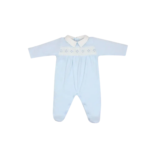 Blue Seeds Smocked Footie