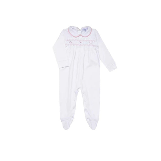 Nella Smocked Girl Footie  - Pink