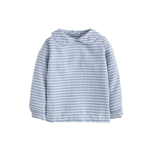 Peter Pan Shirt - Gray Blue Gingham