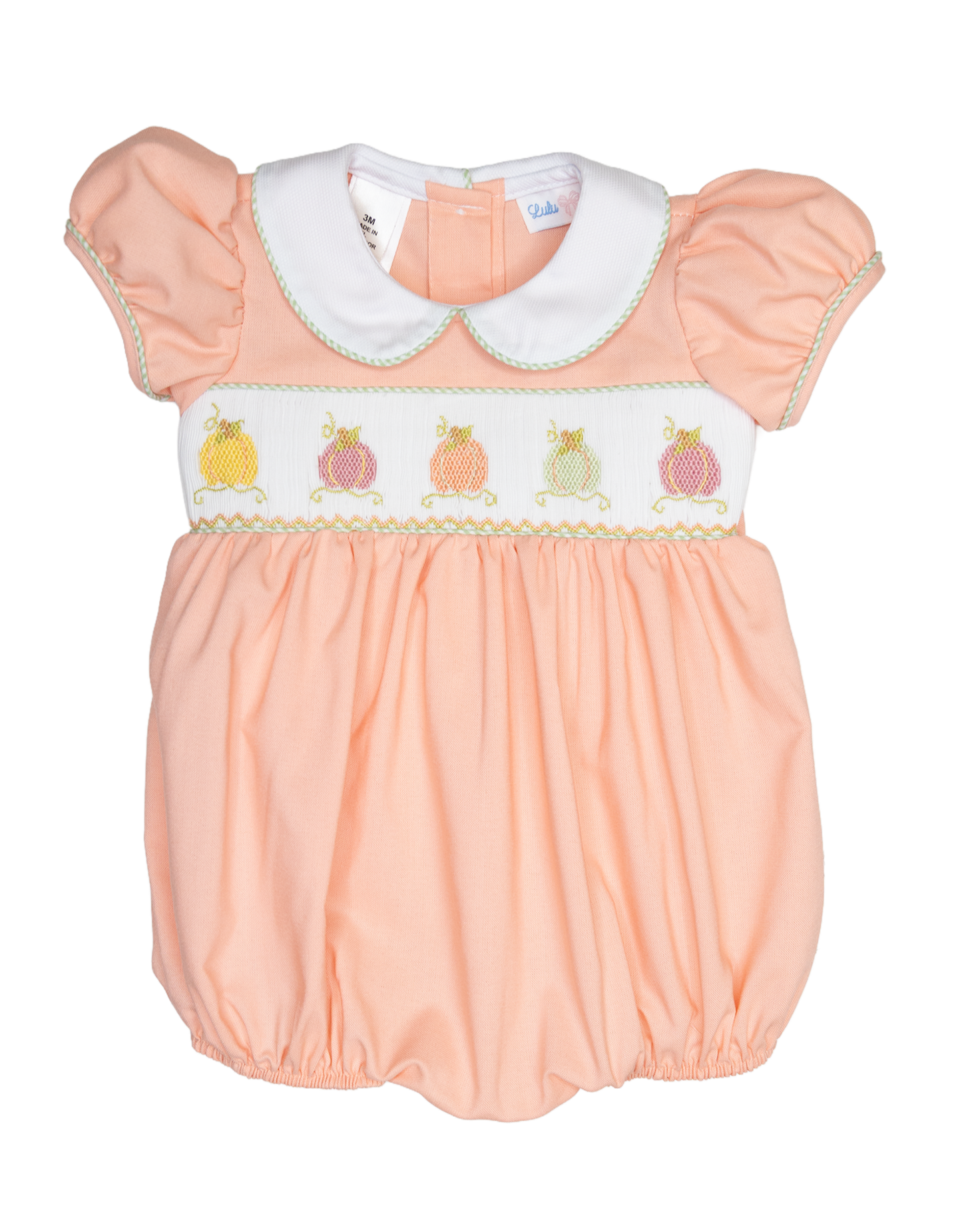 Pumpkin Smocked Peter Pan Bubble
