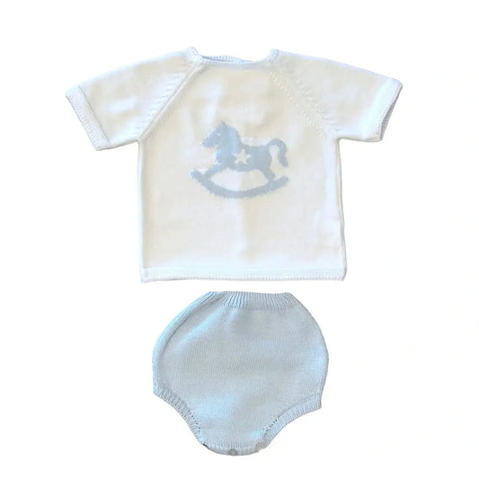 Rocking Horse Diaper Set - Blue