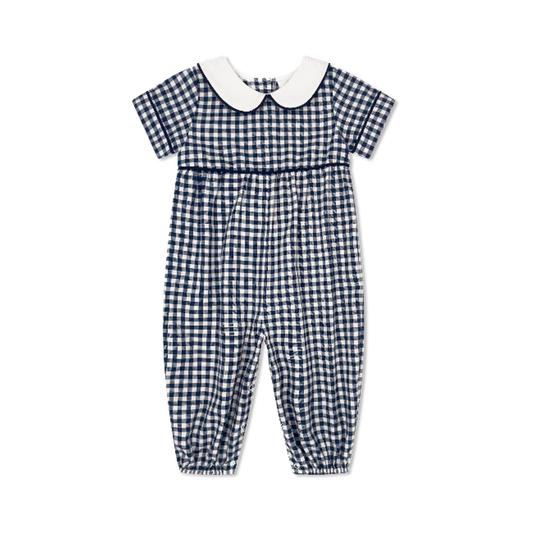 Rover Romper - Navy Blue Ridge Check