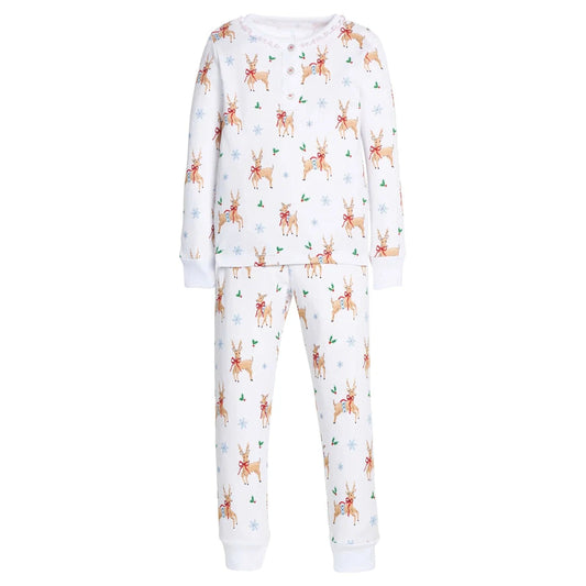 Ruffled Printed Jammies - Reindeer Games
