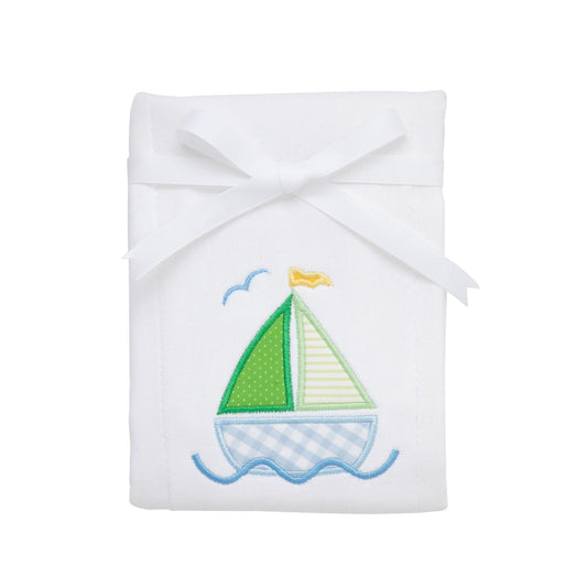 Blue Sailboat Burp Cloth