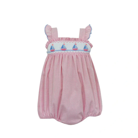 Sailboat Smocked Bubble - Pink