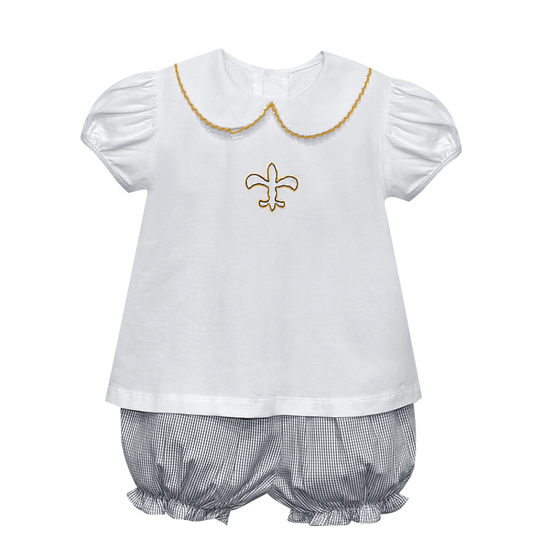 Fleur De Lis Black and Gold Bloomer Set