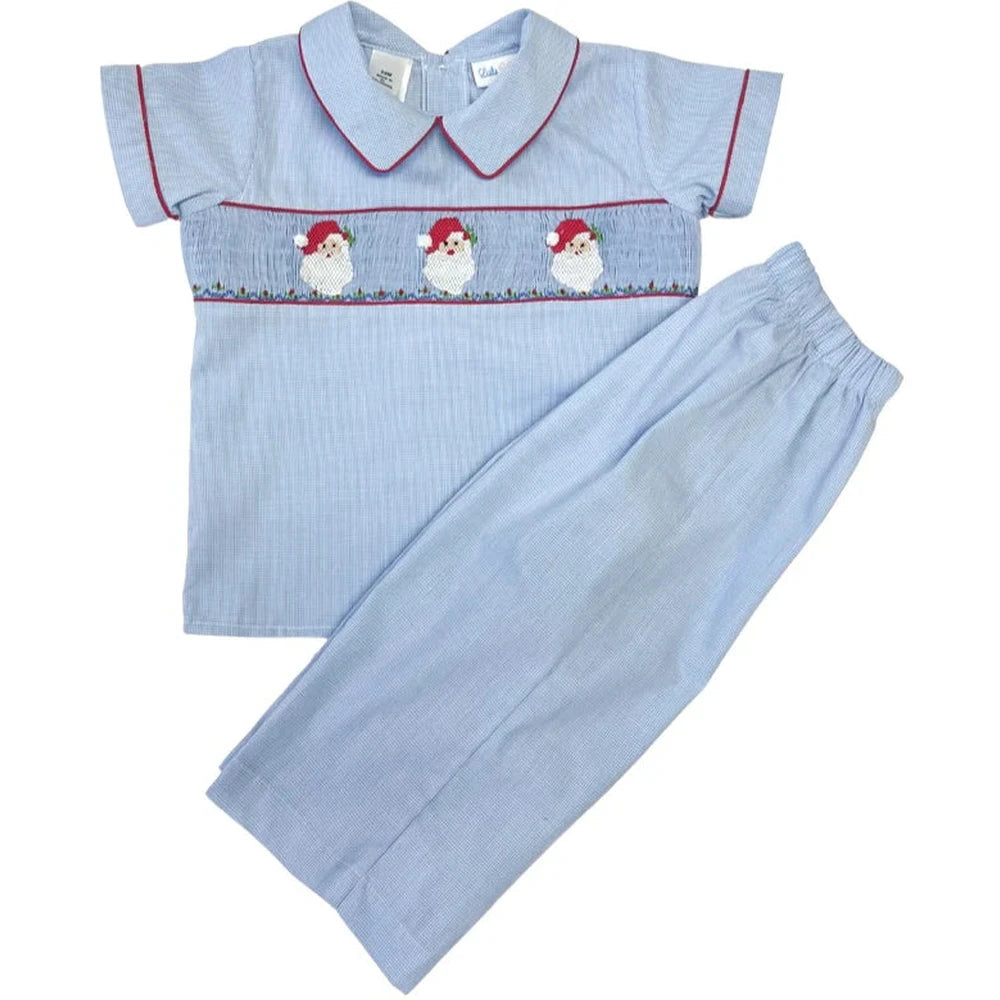 Drew Pant Set - Blue Santa