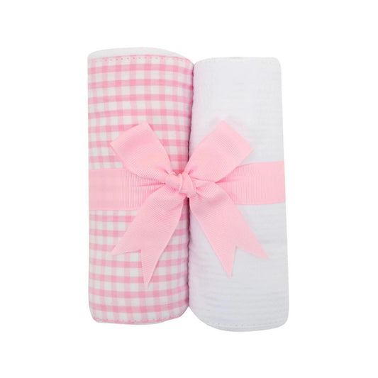 Pink Check Set of 2 Burp Cloths