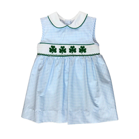 Shamrock Smocked Dress - Blue