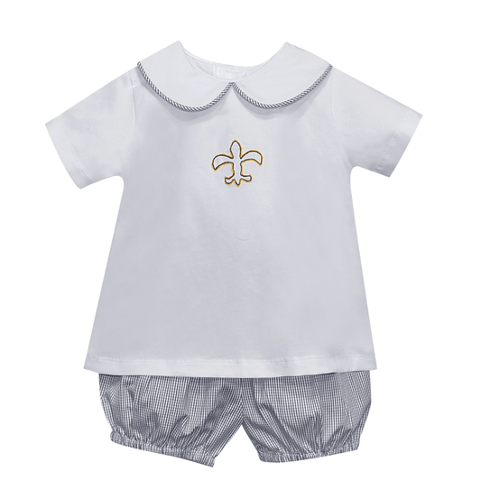 Fleur De Lis Black and Gold Short Set