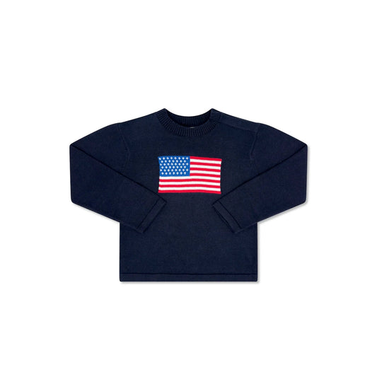 Cozy Up Sweater - Navy American Flag