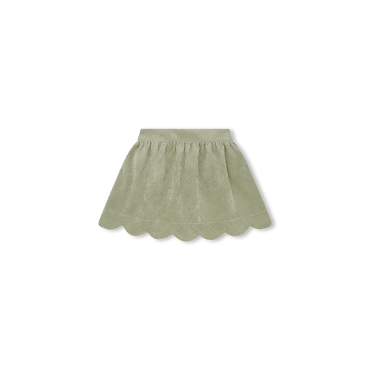 Susie Scallop Skirt - Green Sweetgrass Corduroy