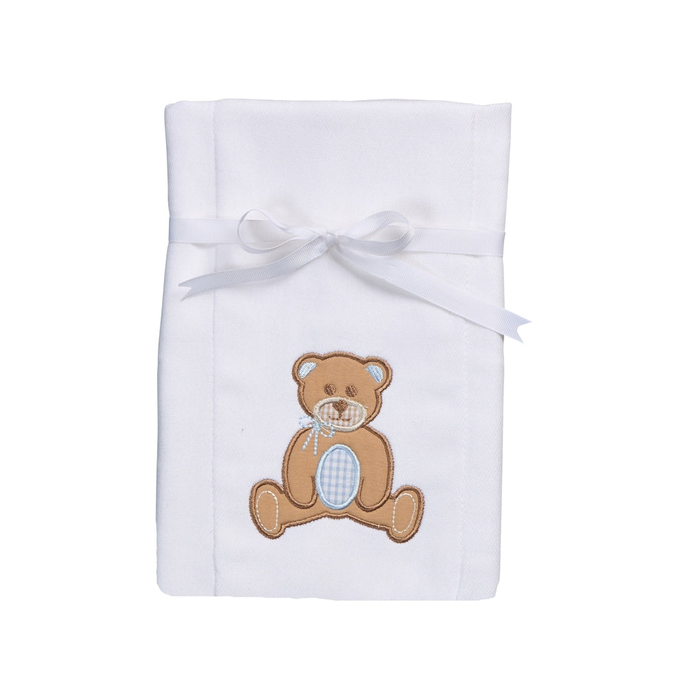 Blue Teddy Bear Burp Cloth