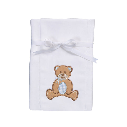 Blue Teddy Bear Burp Cloth