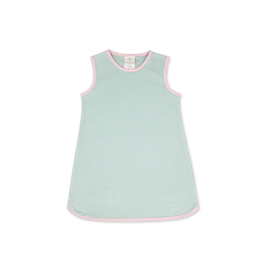 Tinsley Dress - Memphis Aqua Ministripe