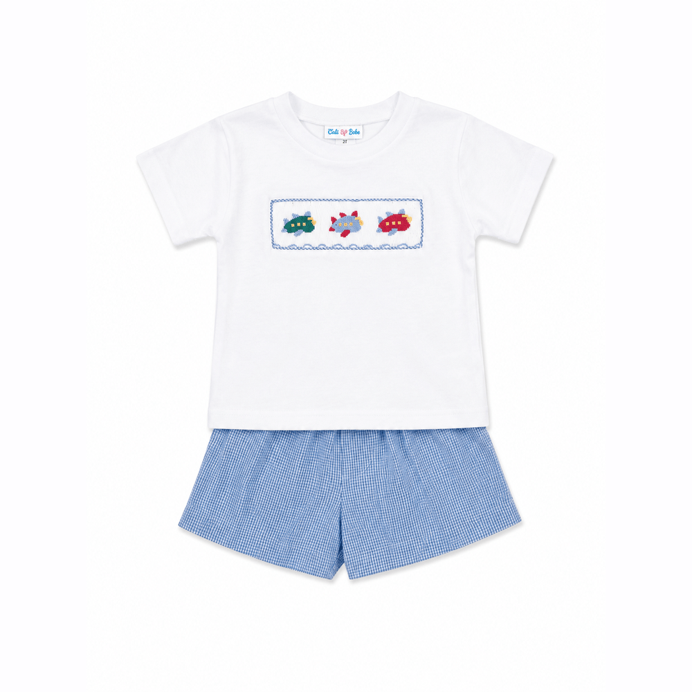 Airplane Smocked Short Set